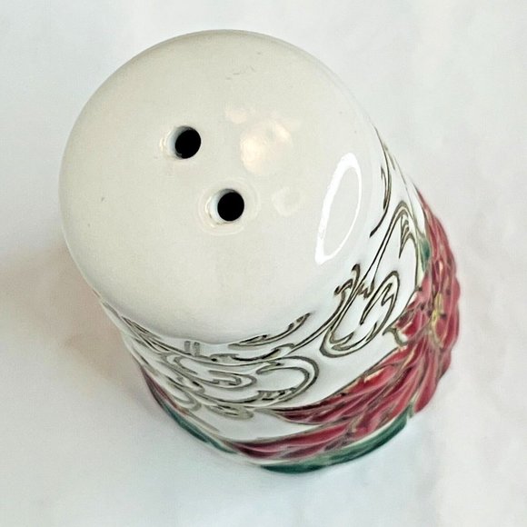 In Home Style Red Floral Poinsettia Salt & Pepper Christmas Set - Picture 8 of 11